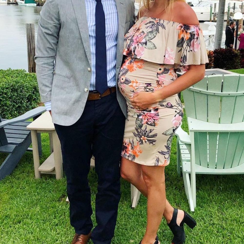 Ruffle Off-Shoulder Maternity Dress